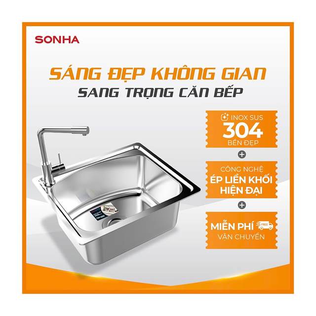 Chậu rửa bát inox cao cấp Sơn Hà 1 hộc - S50