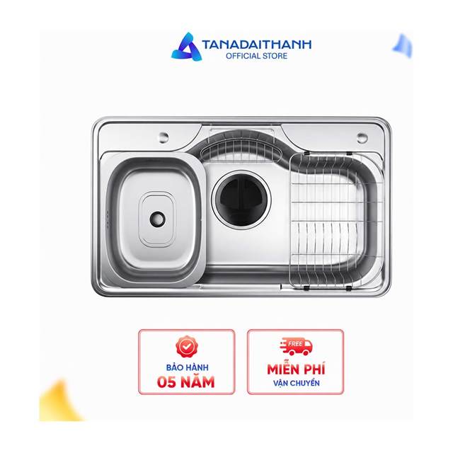Chậu kép rửa bát Wonang Tân Á Đại Thành WKJ08551 một hố inox 304 – Made In Korea (kèm chậu phụ)