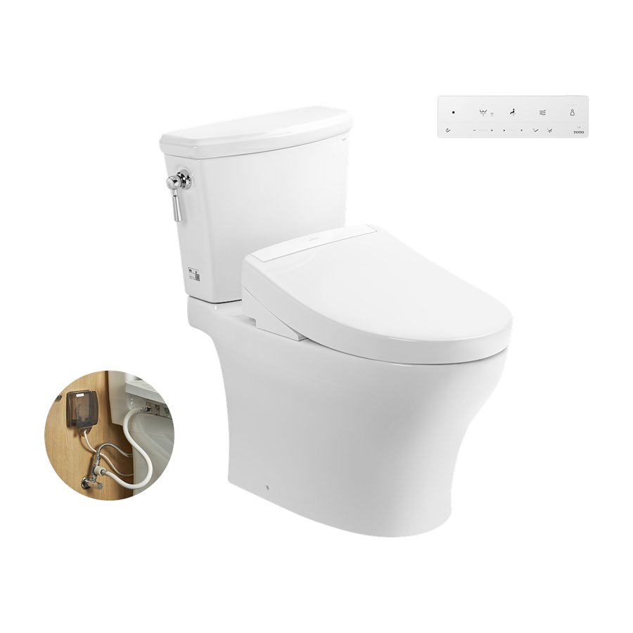 Bàn cầu hai khối kèm nắp rửa điện tử WASHLET dòng S5 – TCF34461GAA TOTO CS986GW25#XW