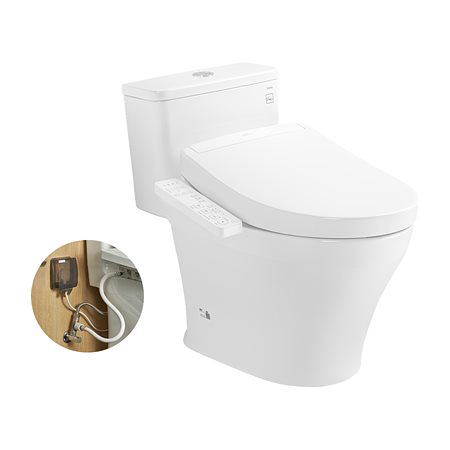 Bàn cầu một khối kèm nắp rửa điện tử WASHLET dòng S2 – TCF33461GAA TOTO MS857DW24#XW
