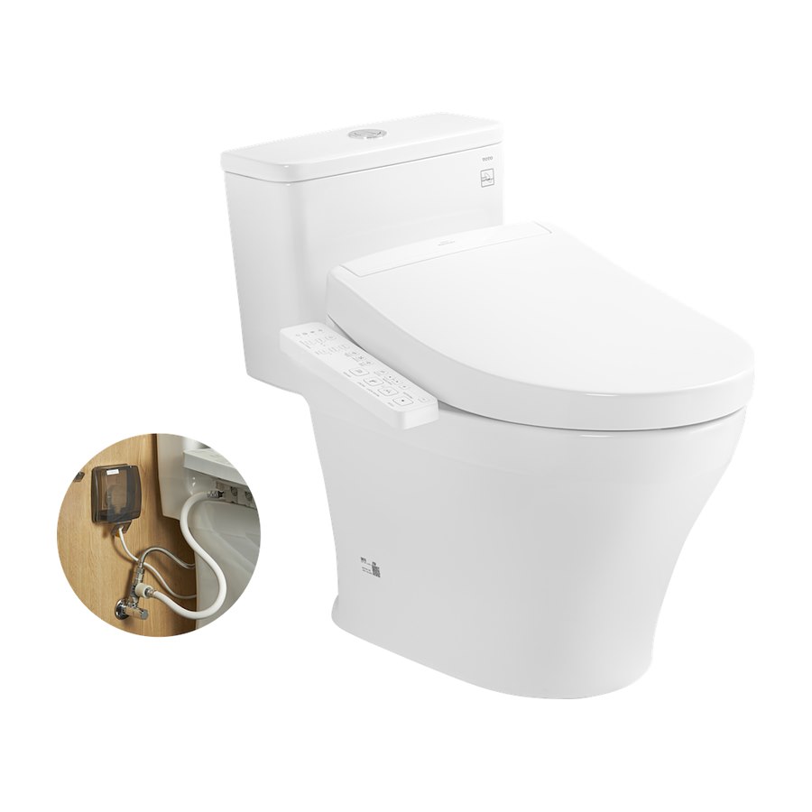 Bàn cầu một khối kèm nắp rửa điện tử WASHLET dòng S2 – TCF33461GAA TOTO MS857DW24#XW