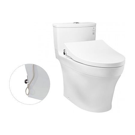 Bàn cầu một khối, nắp đóng êm kèm vòi rửa nước lạnh TCW1211A TOTO MS885DE4XW