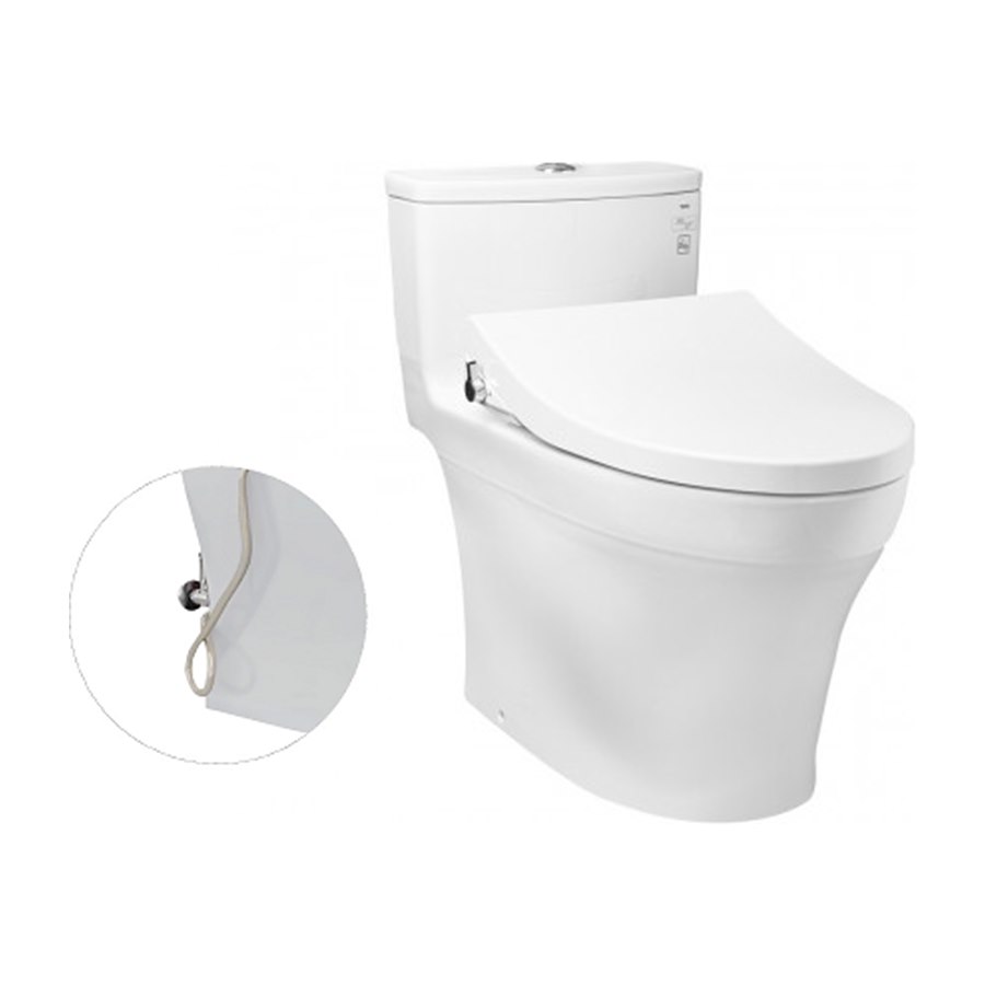 Bàn cầu một khối, nắp đóng êm kèm vòi rửa nước lạnh TCW1211A TOTO MS885DE4XW