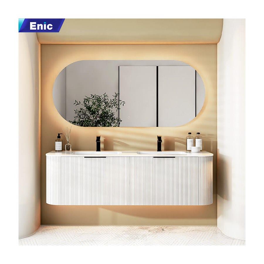 Bộ tủ chậu lavabo gương led nhà tắm cao cấp Enic Classic A2 120cm – 160cm