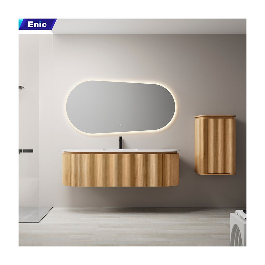 Bộ tủ chậu lavabo gương led nhà tắm cao cấp Enic Classic S6 ( Gương Bầu ) 120cm – 160cm