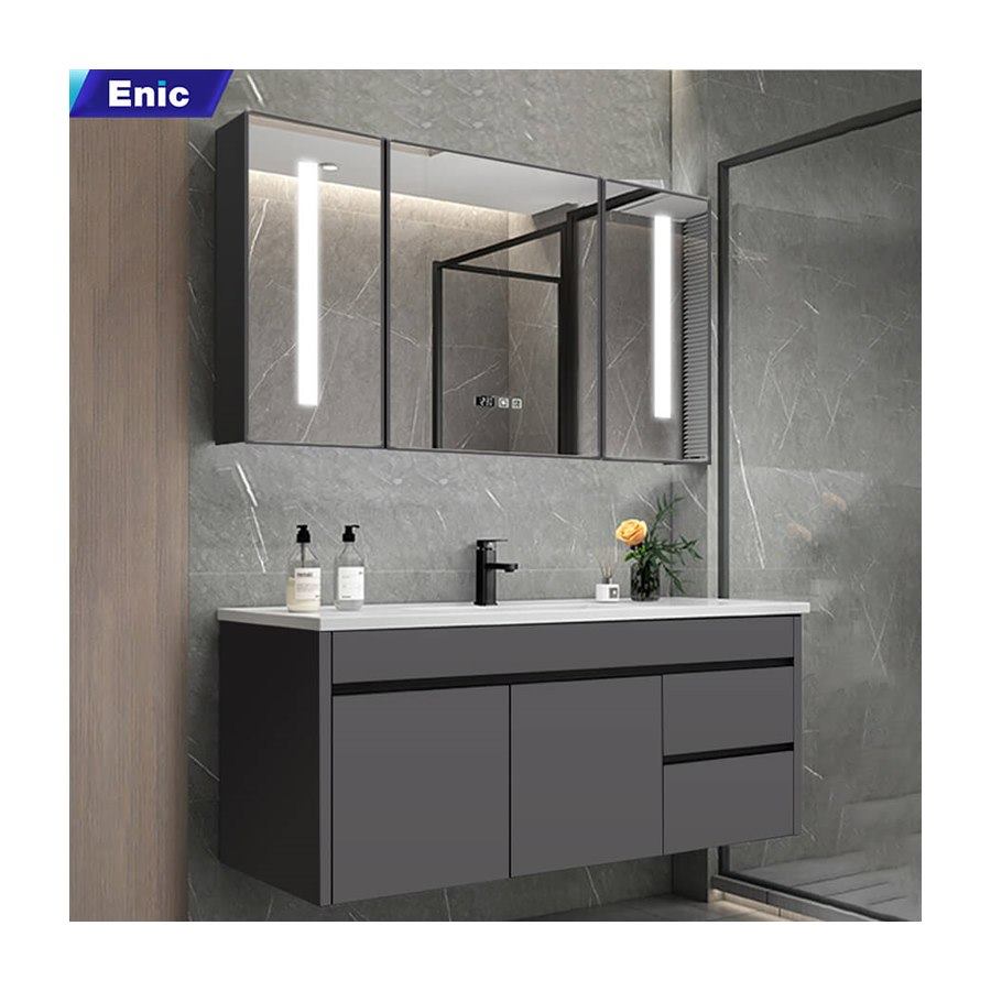 Bộ tủ gương lavabo phòng tắm cao cấp Enic ST01 – Mẫu Inox 60cm – 100cm