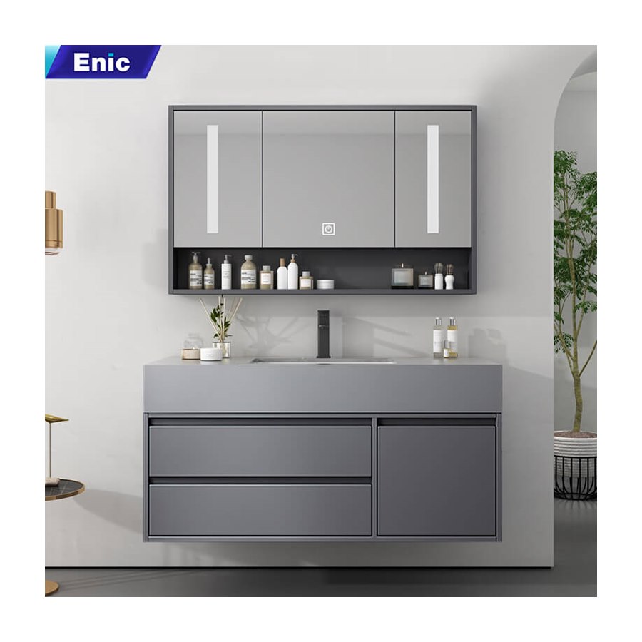 Bộ tủ gương lavabo phòng tắm cao cấp Enic T03 – Mẫu Nhôm 60cm – 120cm