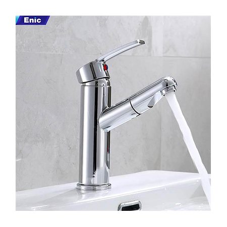 Vòi kéo lavabo tròn bạc Enic
