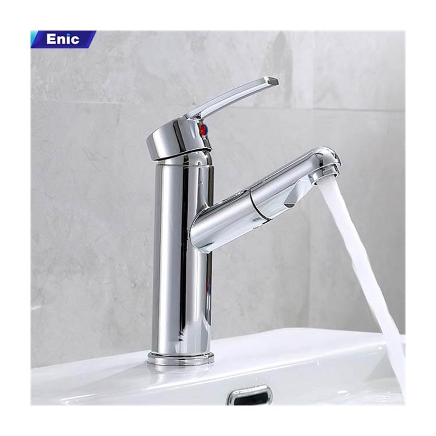 Vòi kéo lavabo tròn bạc Enic