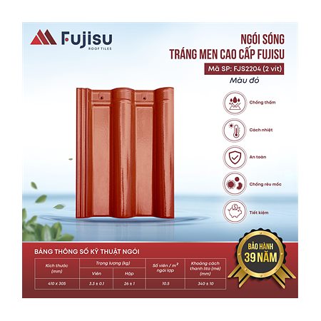 Ngói sóng tráng men VNHome Fujisu FJS2204 – đỏ