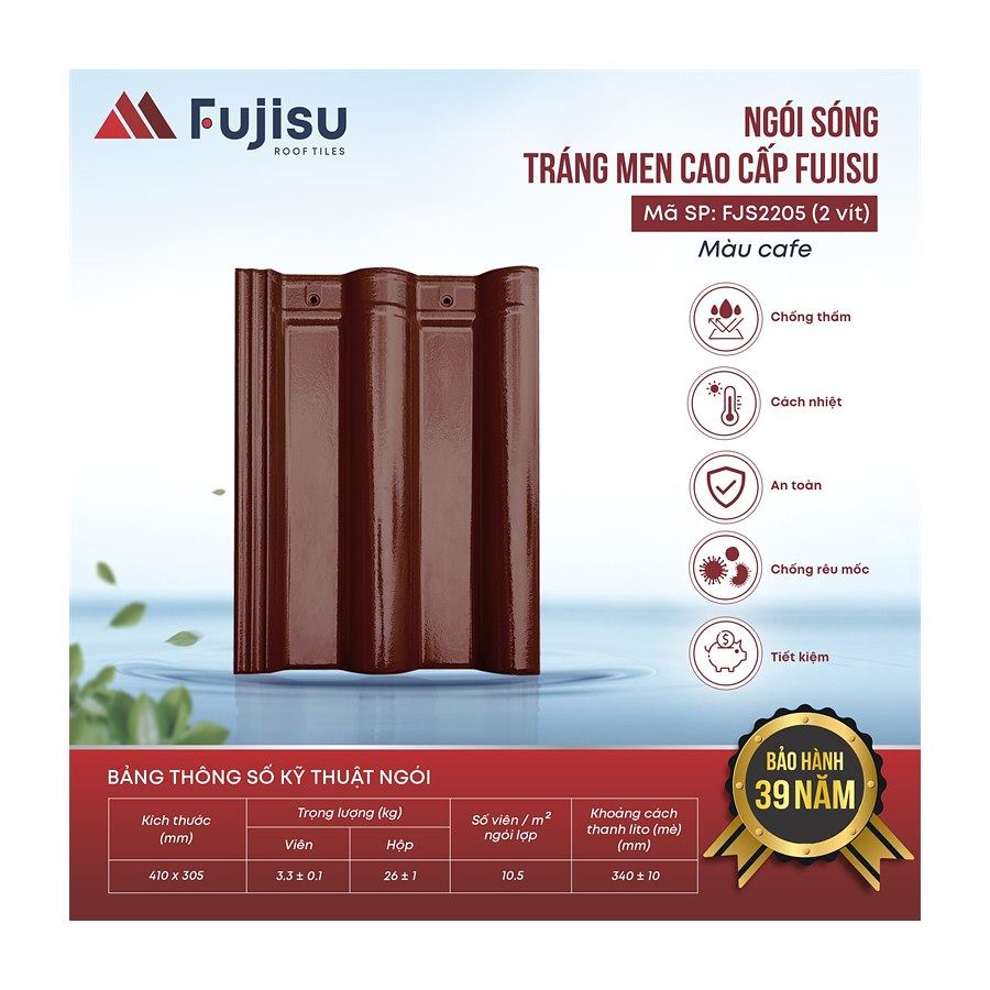 Ngói sóng tráng men VNHome Fujisu FJS2205 – cafe