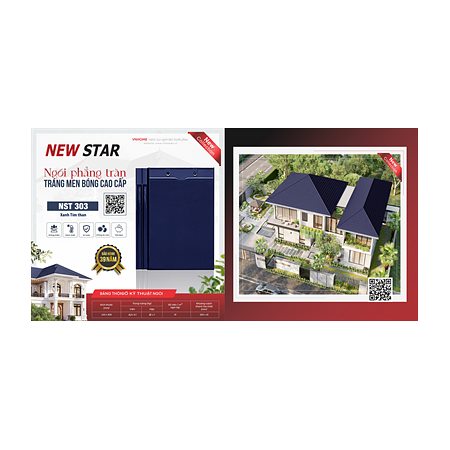Ngói phẳng tráng men VNHome Tràn New Star NST 303 – xanh tím than