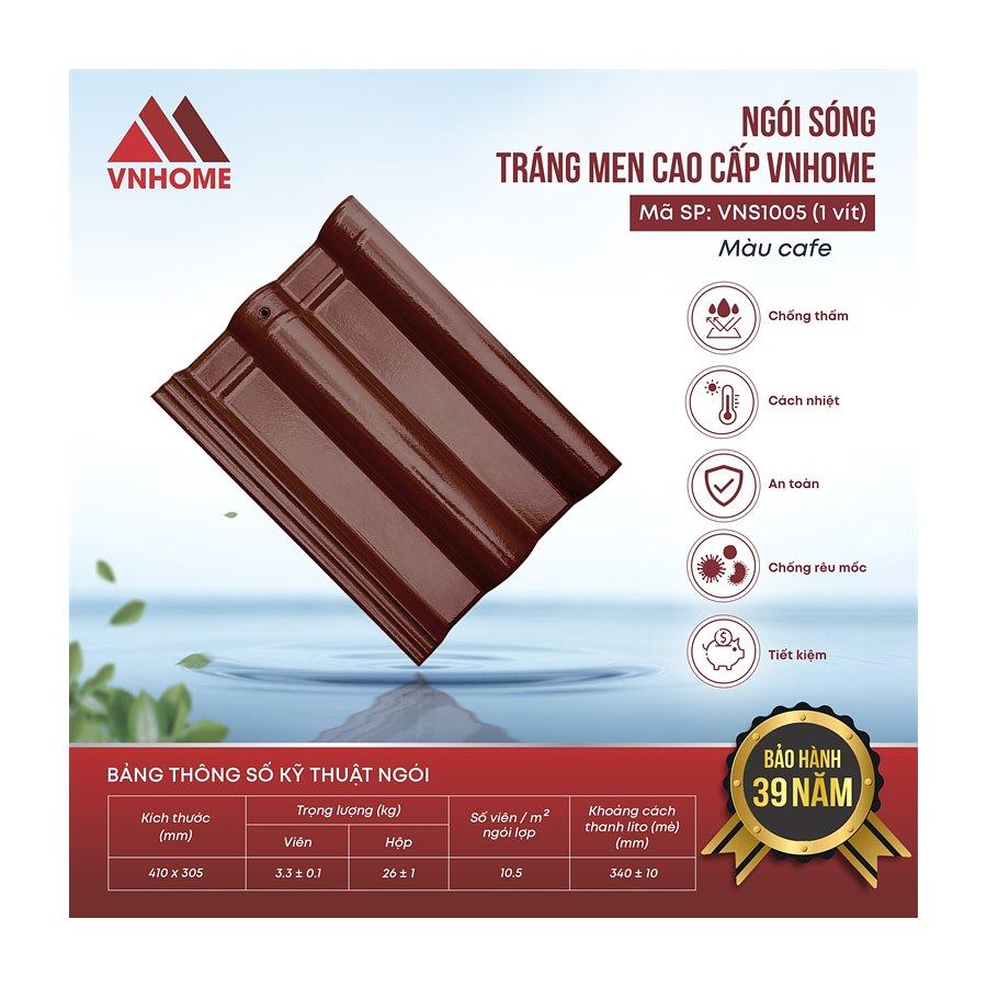 Ngói sóng tráng men VNHome VNS1005 – cafe