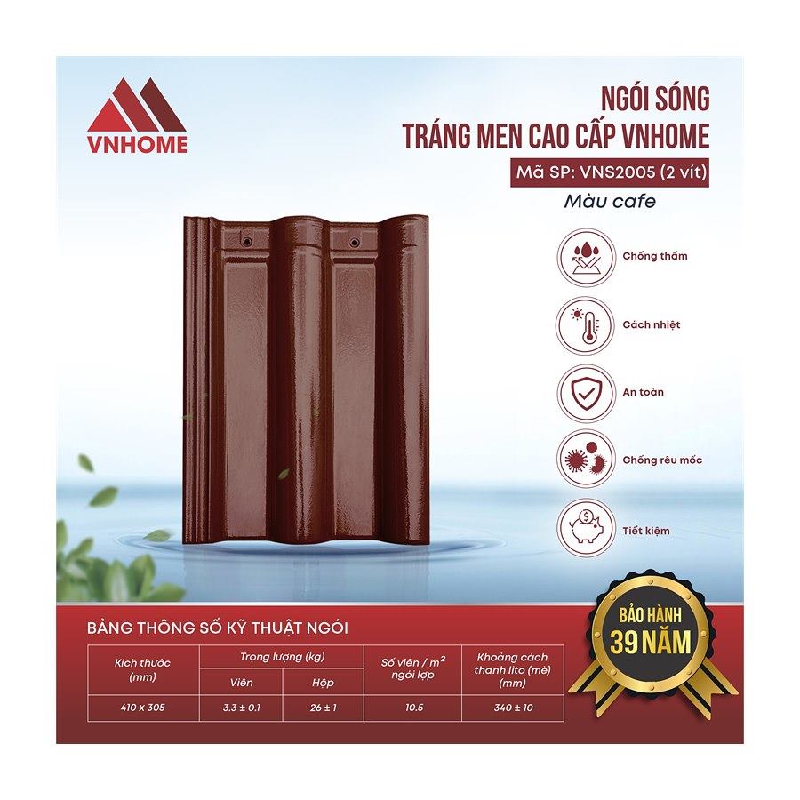 Ngói sóng tráng men VNHome VNS2005 – cafe